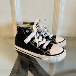 Converse Kids Unisex Black High-Top Sneakers with White Accents